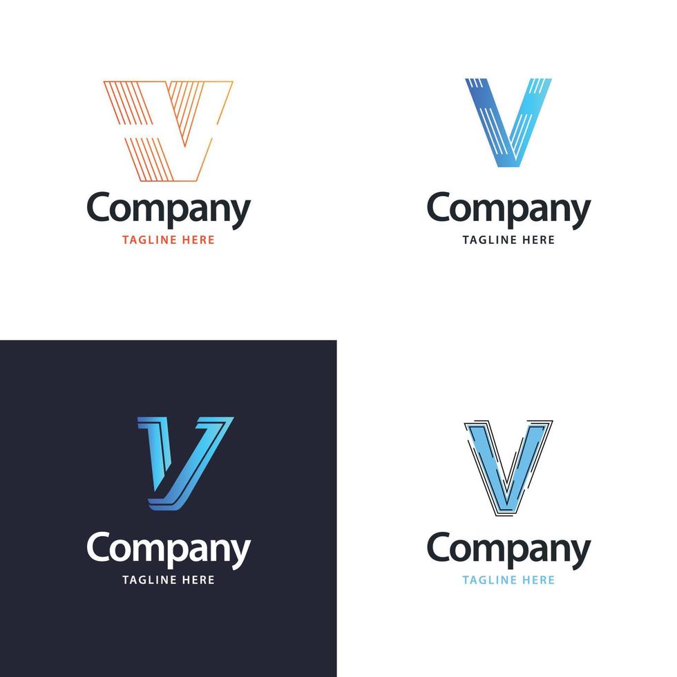 letra v design de pacote de logotipo grande design criativo de logotipos modernos para o seu negócio vetor