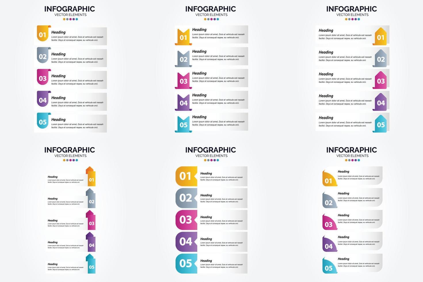 conjunto de design plano de infográficos de ilustração vetorial para folheto publicitário e revista vetor