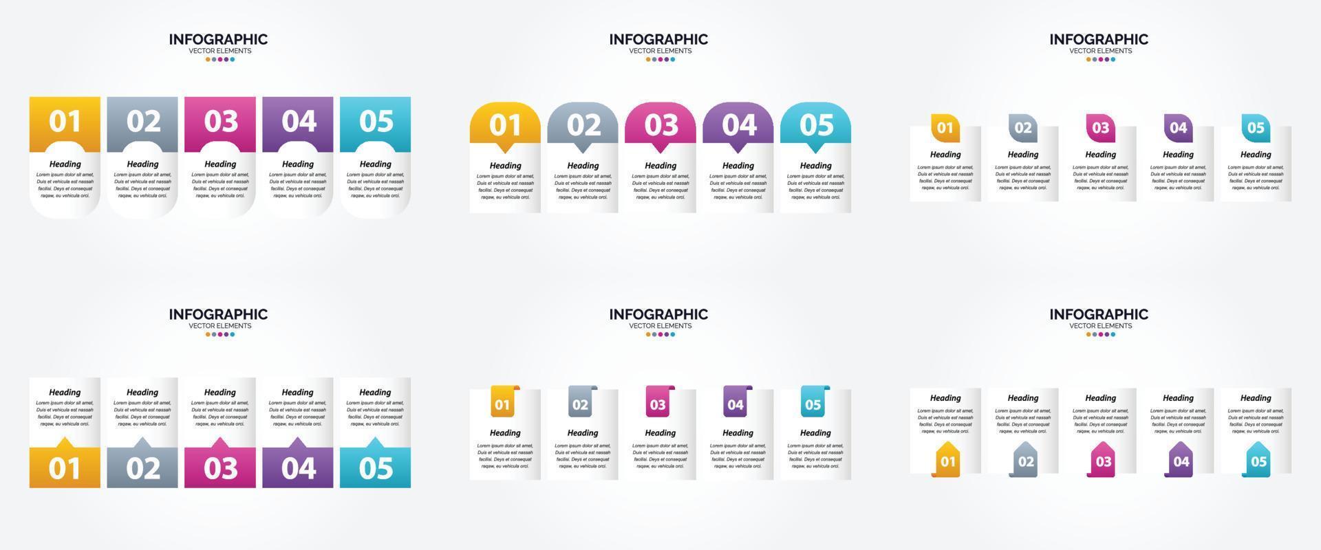 conjunto de design plano de infográficos de ilustração vetorial para folheto publicitário e revista vetor