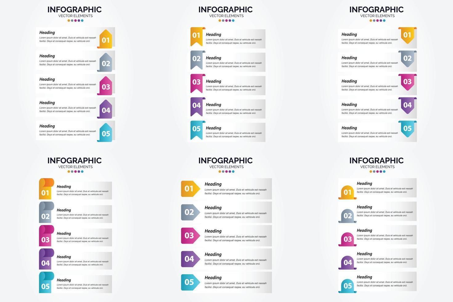 conjunto de design plano de infográficos de ilustração vetorial para folheto publicitário e revista vetor