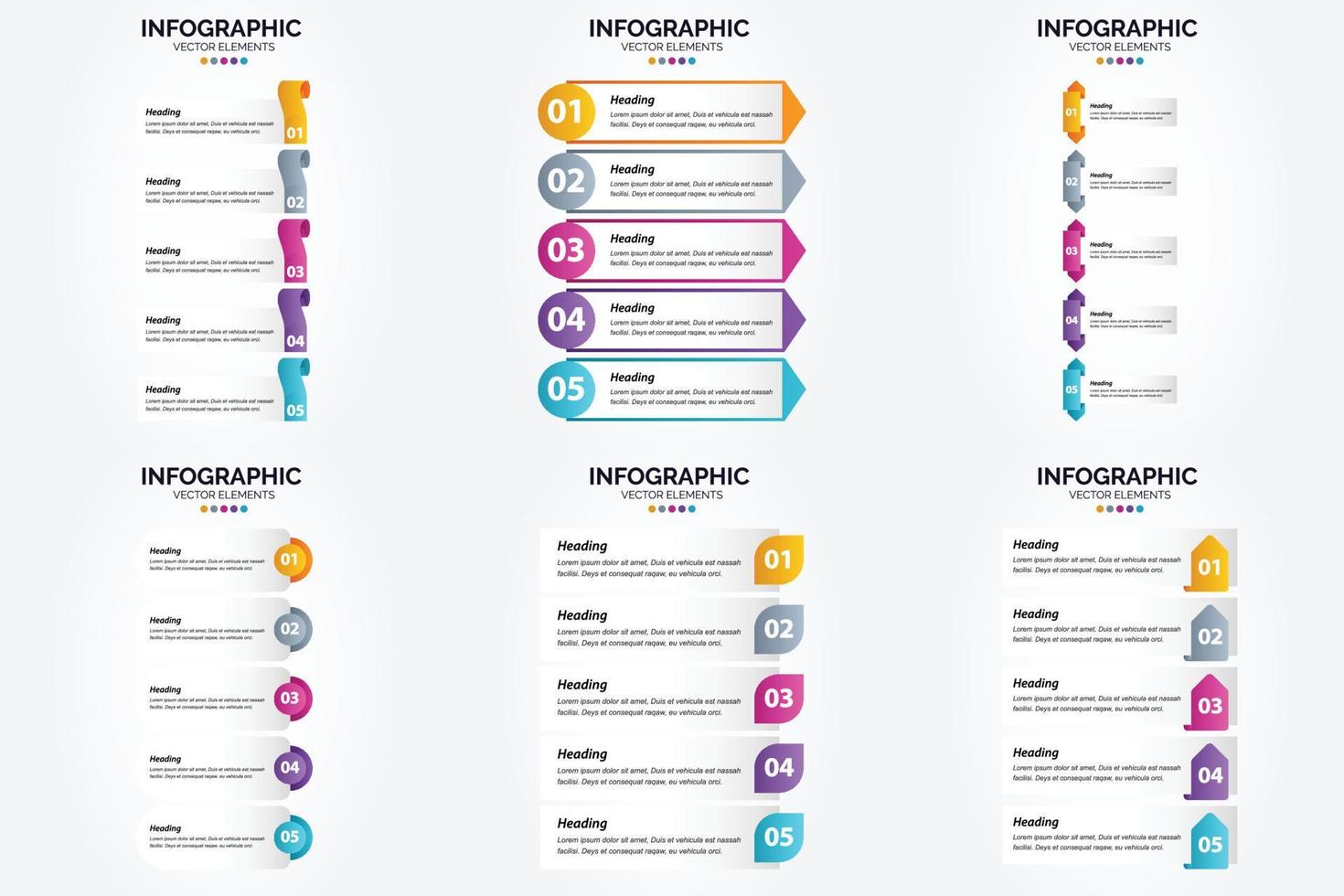 conjunto de design plano de infográficos de ilustração vetorial para folheto publicitário e revista vetor