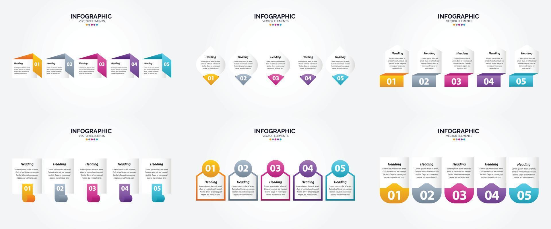 conjunto de design plano de infográficos de ilustração vetorial para folheto publicitário e revista vetor