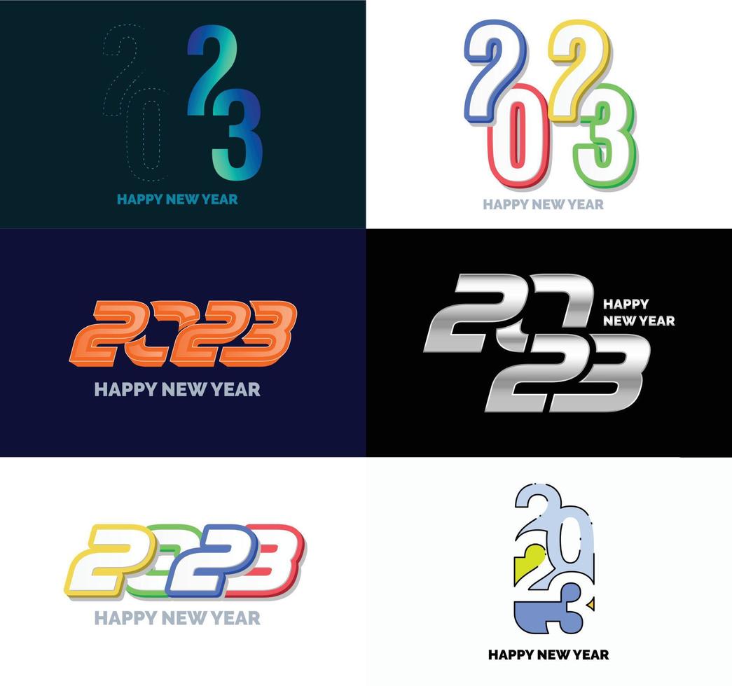 grande conjunto de design de texto de logotipo de feliz ano novo de 2023 modelo de design de número de 2023 vetor