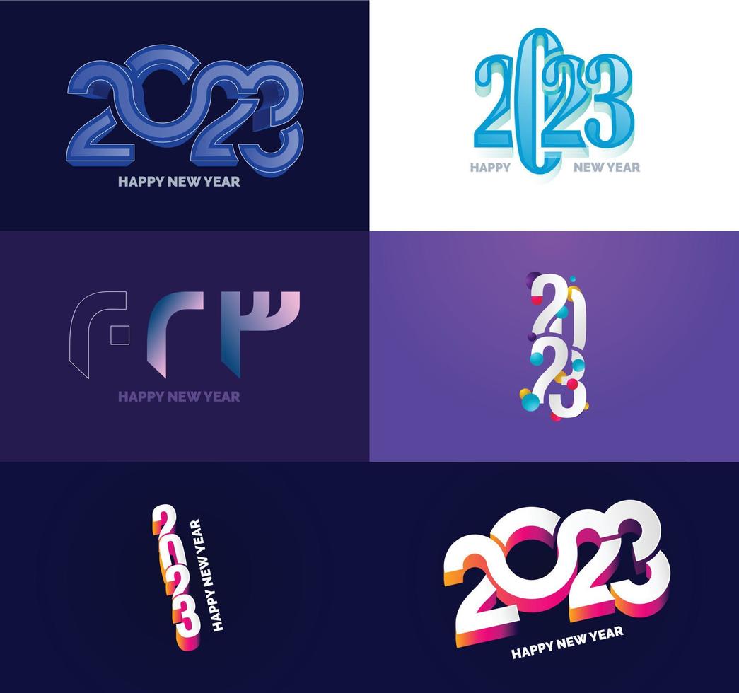 grande conjunto de design de texto de logotipo de feliz ano novo de 2023 modelo de design de número de 2023 vetor