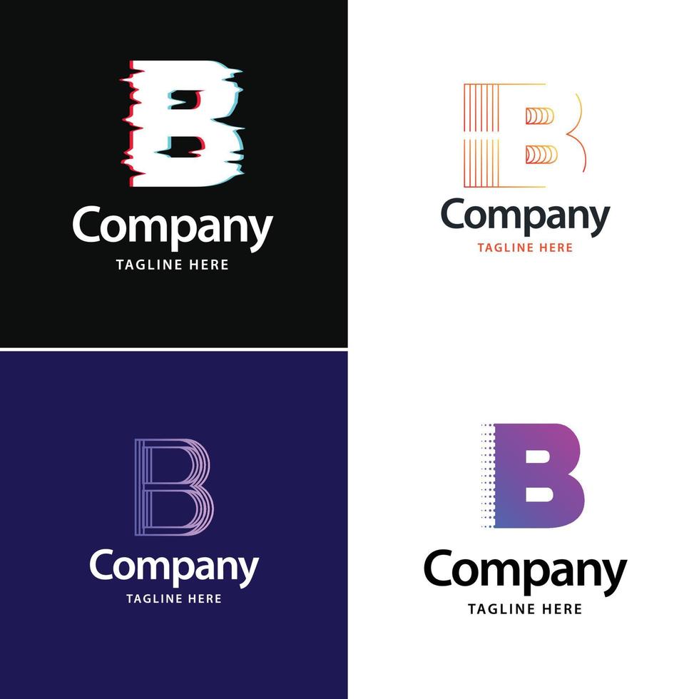 letra b design de pacote de logotipo grande design criativo de logotipos modernos para o seu negócio vetor