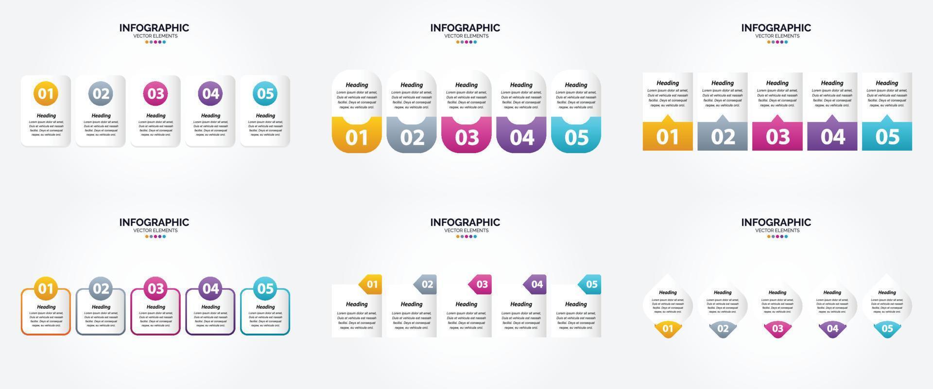 conjunto de design plano de infográficos de ilustração vetorial para folheto publicitário e revista vetor