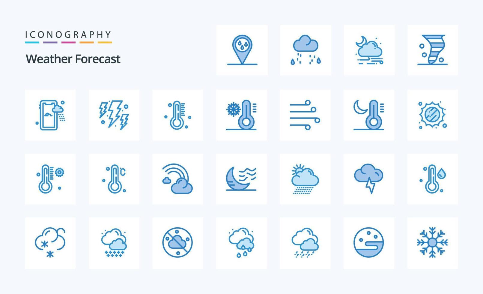 pacote de ícones de 25 climas azuis vetor