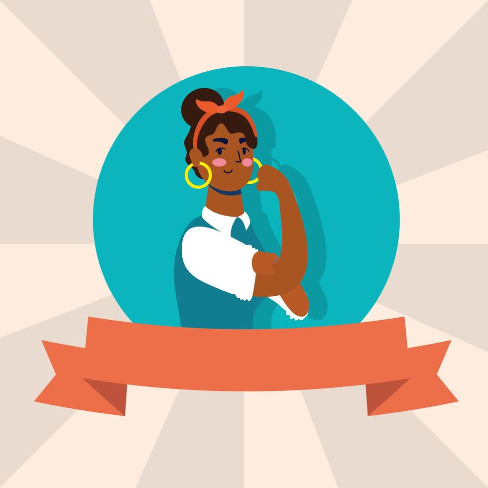 personagem de avatar feminino jovem mulher africana forte vetor