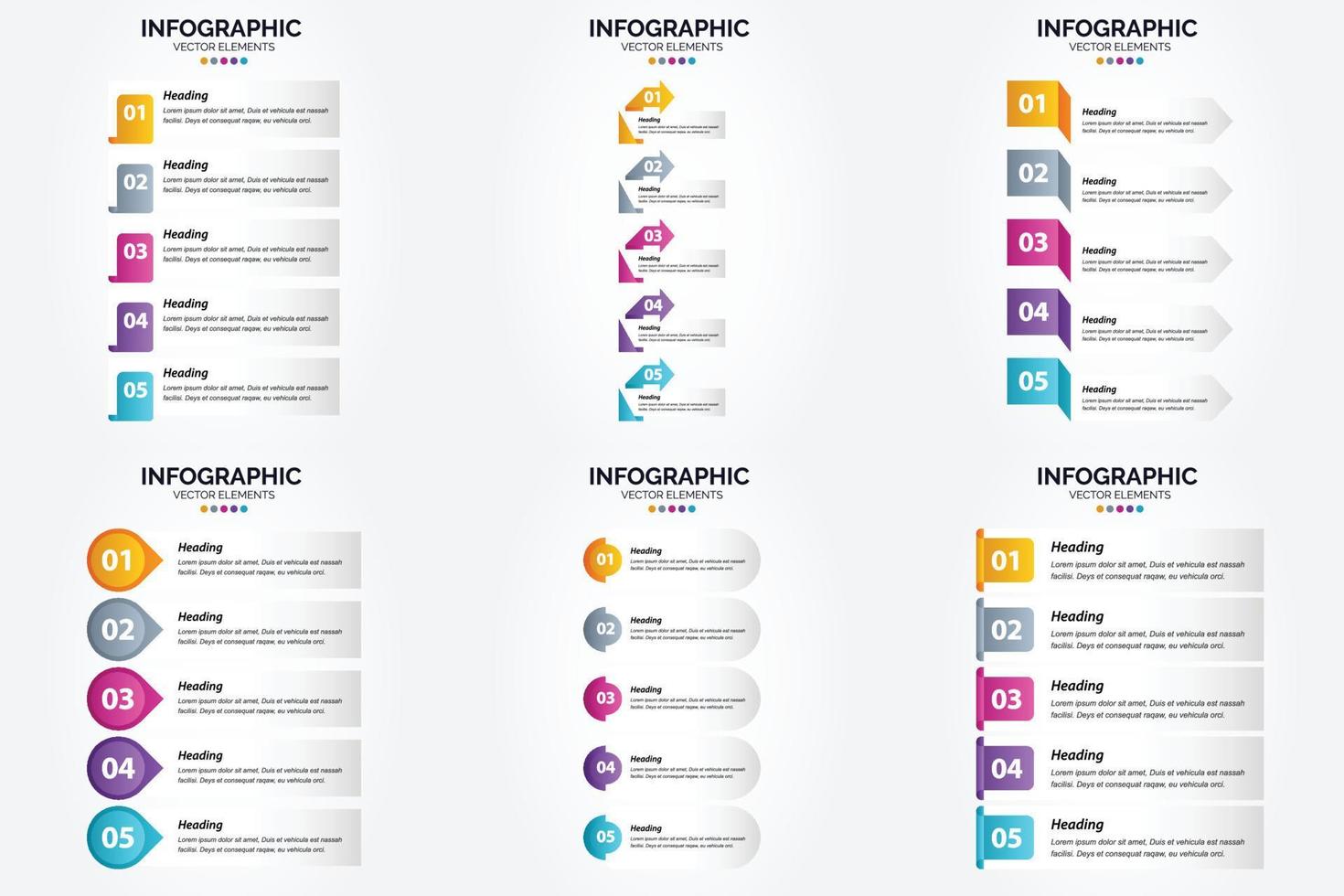 conjunto de design plano de infográficos de ilustração vetorial para folheto publicitário e revista vetor