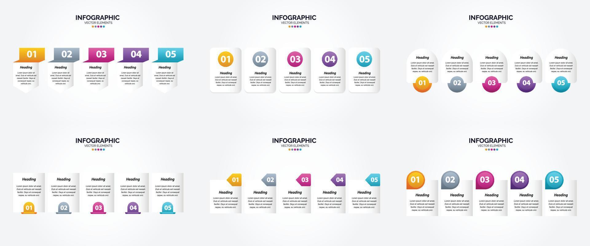 conjunto de design plano de infográficos de ilustração vetorial para folheto publicitário e revista vetor