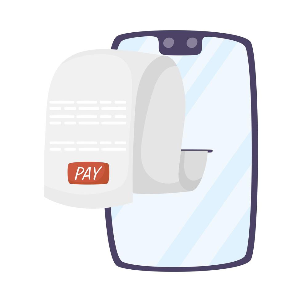 smartphone com ícone de pagamento de recibo vetor