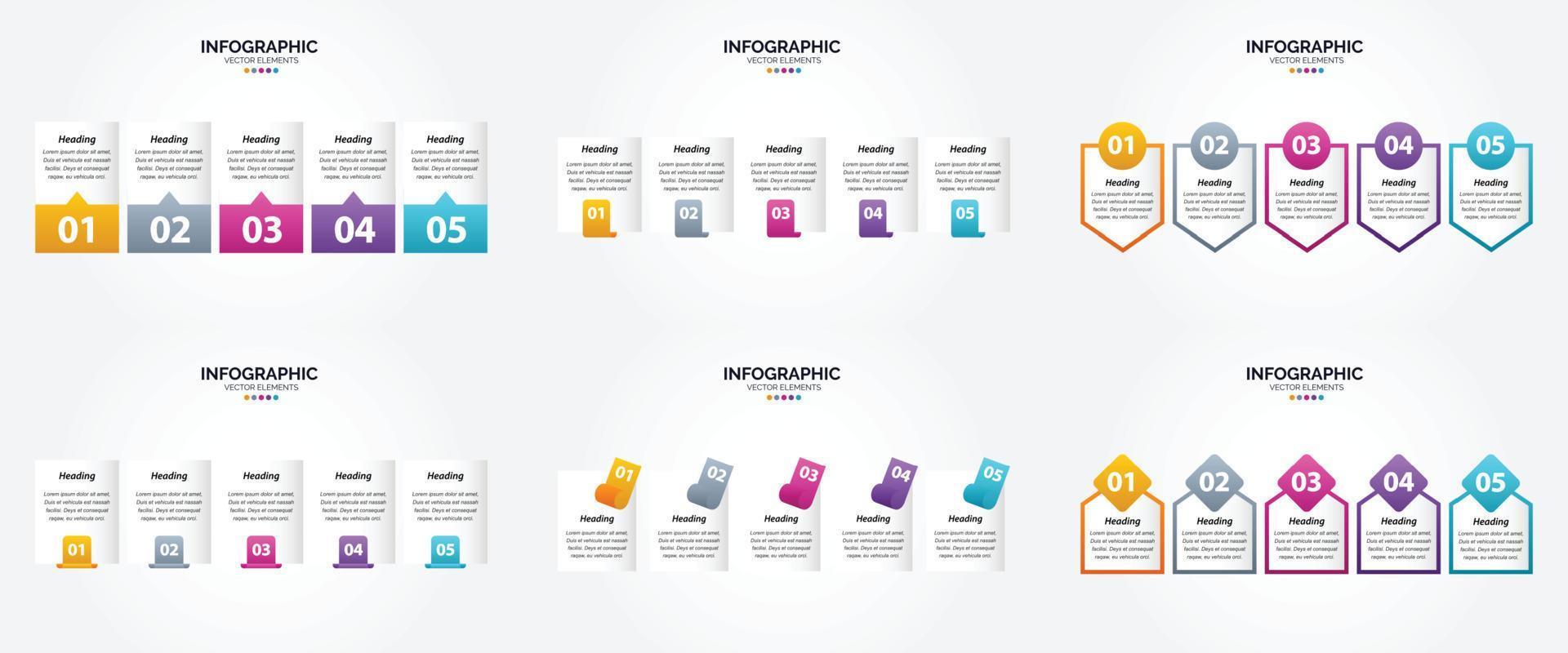 conjunto de design plano de infográficos de ilustração vetorial para folheto publicitário e revista vetor