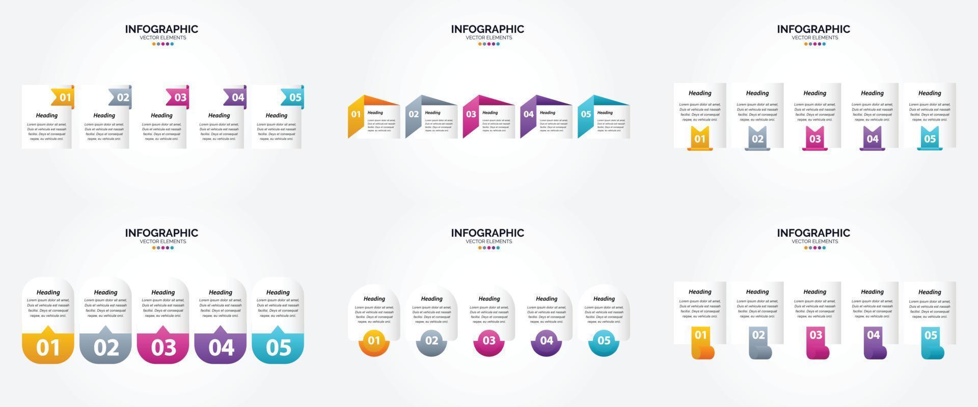 conjunto de design plano de infográficos de ilustração vetorial para folheto publicitário e revista vetor