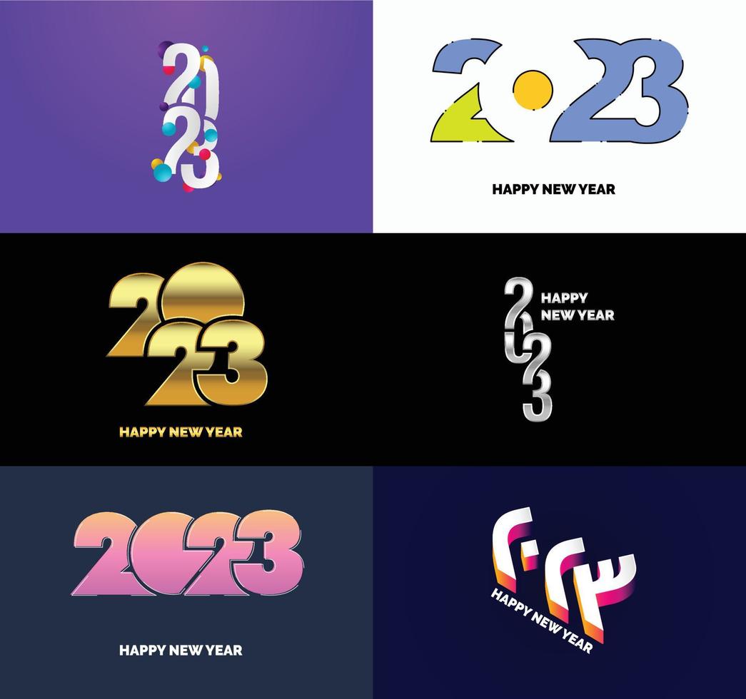 grande conjunto de design de texto de logotipo de feliz ano novo de 2023 modelo de design de número de 2023 vetor