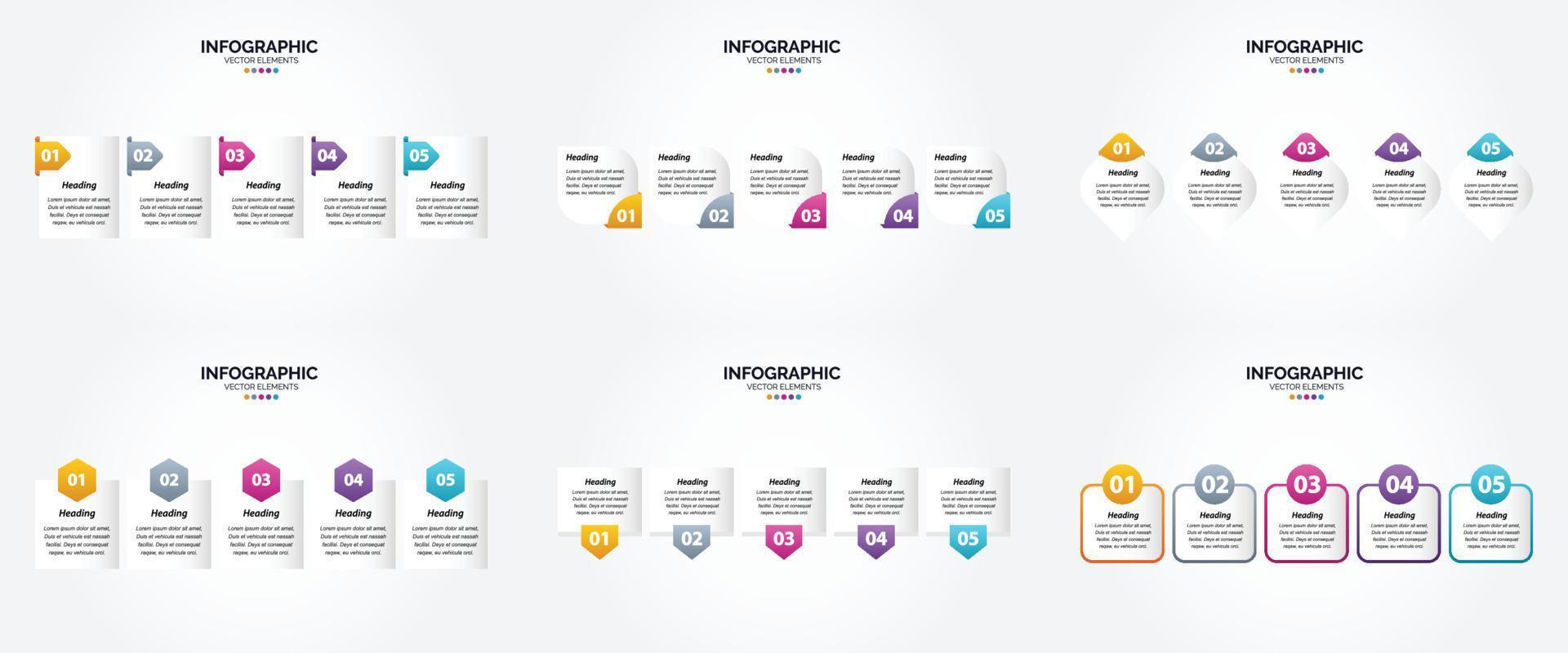 conjunto de design plano de infográficos de ilustração vetorial para folheto publicitário e revista vetor