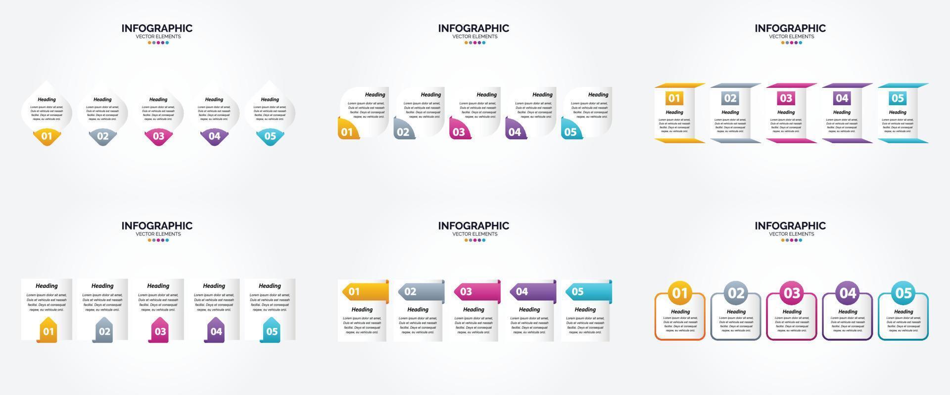 conjunto de design plano de infográficos de ilustração vetorial para folheto publicitário e revista vetor