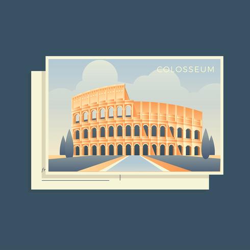 Colosseum italia postcard vector