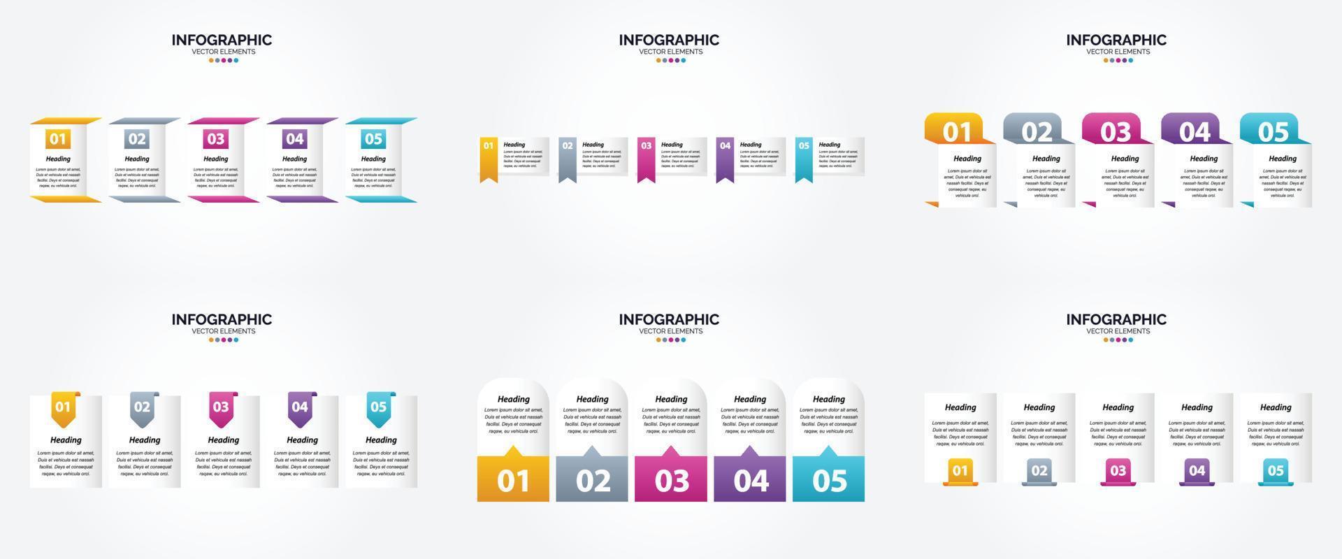 conjunto de design plano de infográficos de ilustração vetorial para folheto publicitário e revista vetor