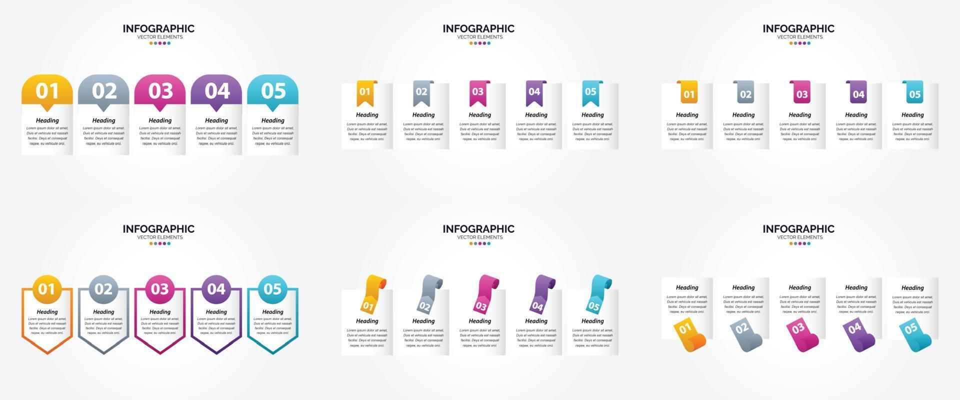 conjunto de design plano de infográficos de ilustração vetorial para folheto publicitário e revista vetor