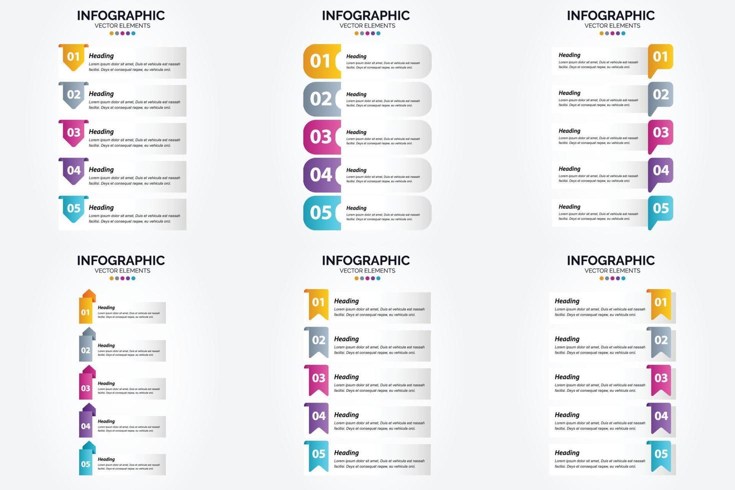 conjunto de design plano de infográficos de ilustração vetorial para folheto publicitário e revista vetor