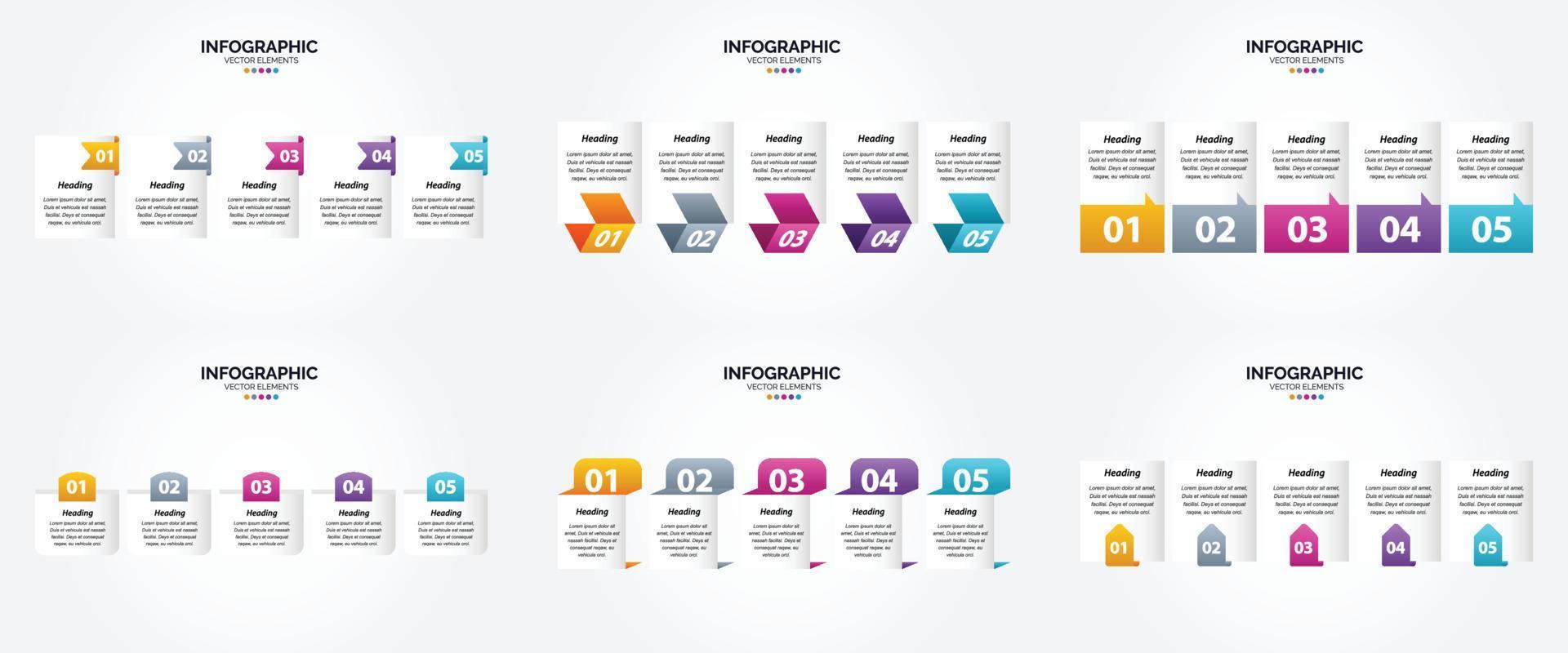 conjunto de design plano de infográficos de ilustração vetorial para folheto publicitário e revista vetor