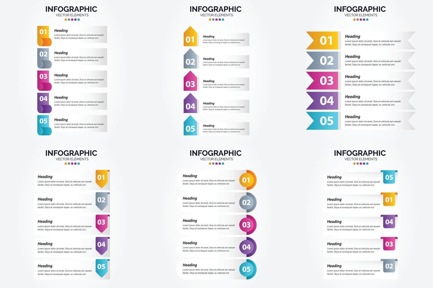 conjunto de design plano de infográficos de ilustração vetorial para folheto publicitário e revista vetor