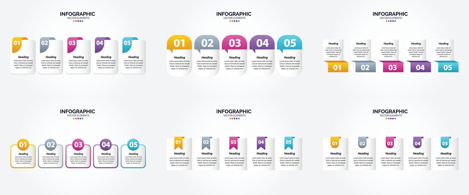 conjunto de design plano de infográficos de ilustração vetorial para folheto publicitário e revista vetor