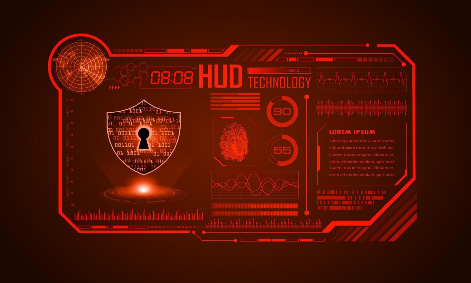 fundo de tela de tecnologia hud moderna com cadeado vetor