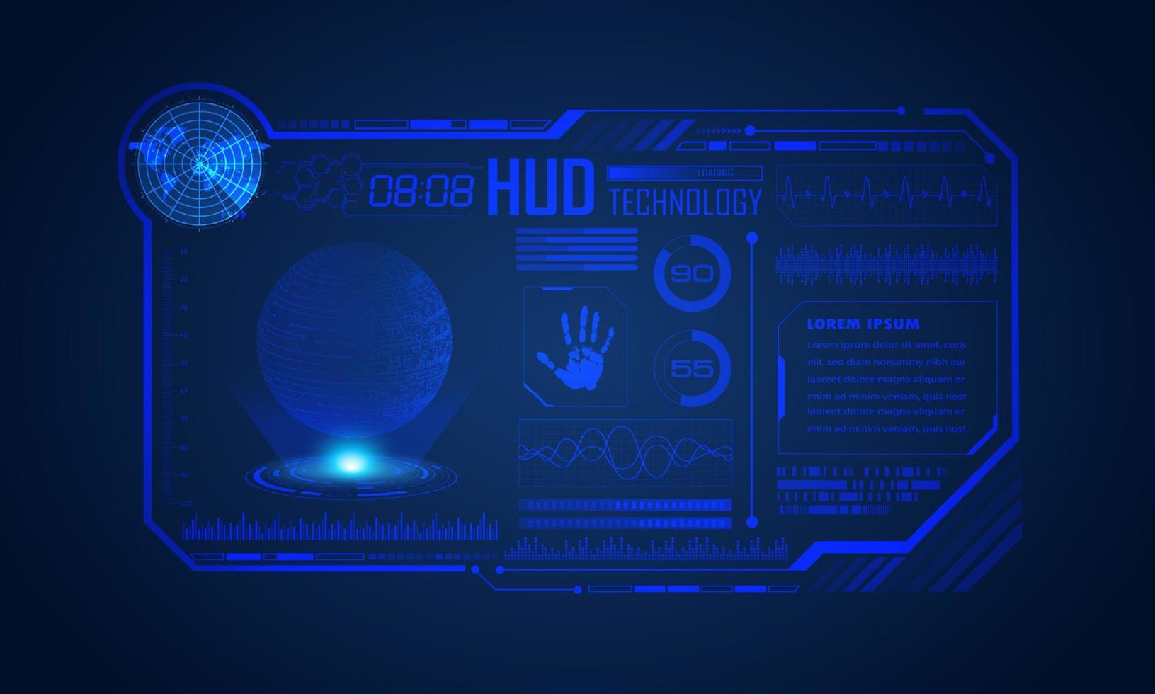 fundo de tela de tecnologia hud moderno azul vetor