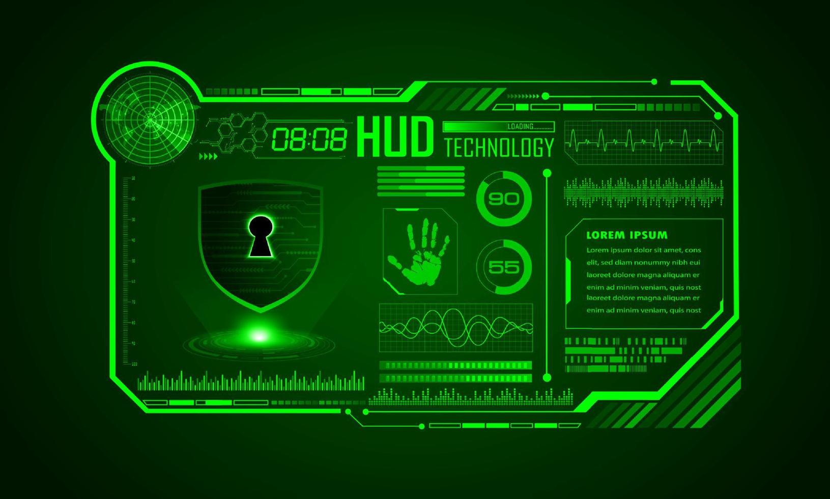 fundo de tela de tecnologia hud moderna com cadeado vetor