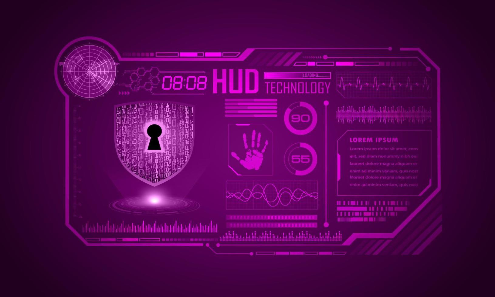 fundo de tela de tecnologia hud moderna com cadeado vetor