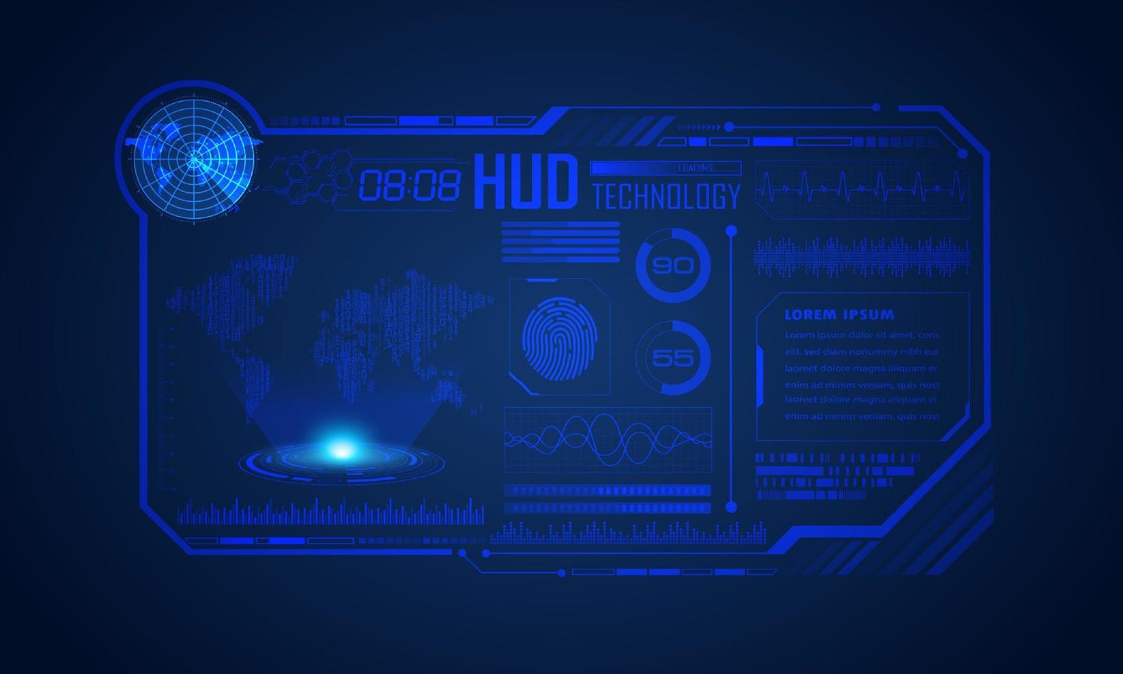 fundo de tela de tecnologia hud moderno azul vetor