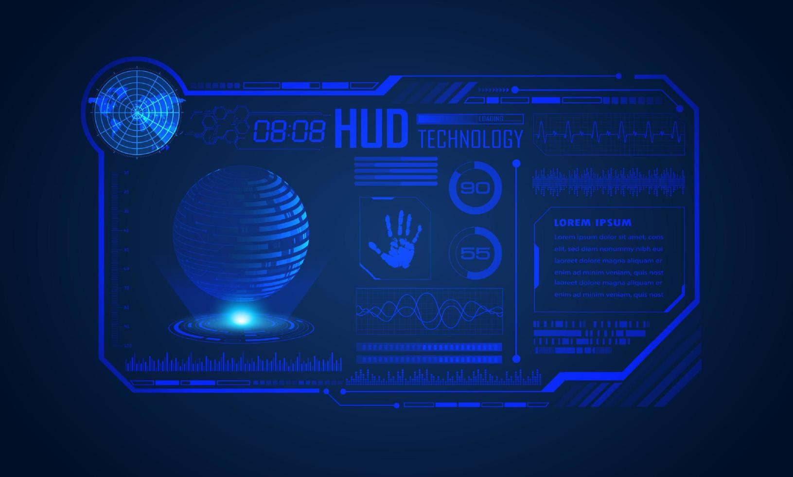 fundo de tela de tecnologia hud moderno azul vetor