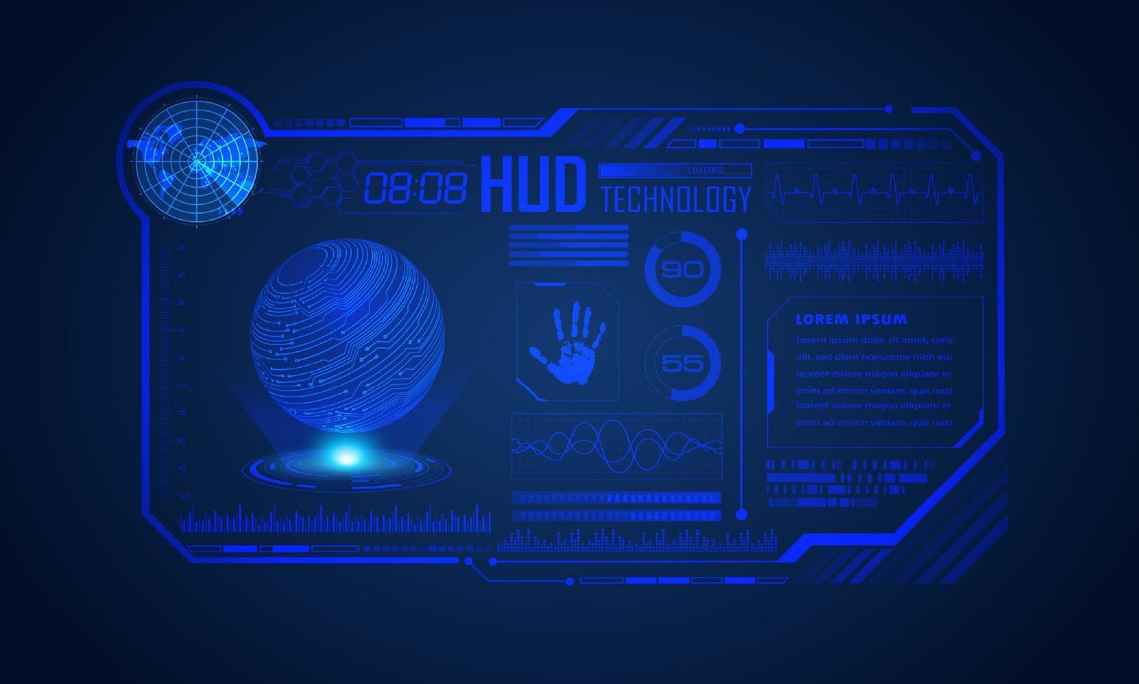 fundo de tela de tecnologia hud moderno azul vetor