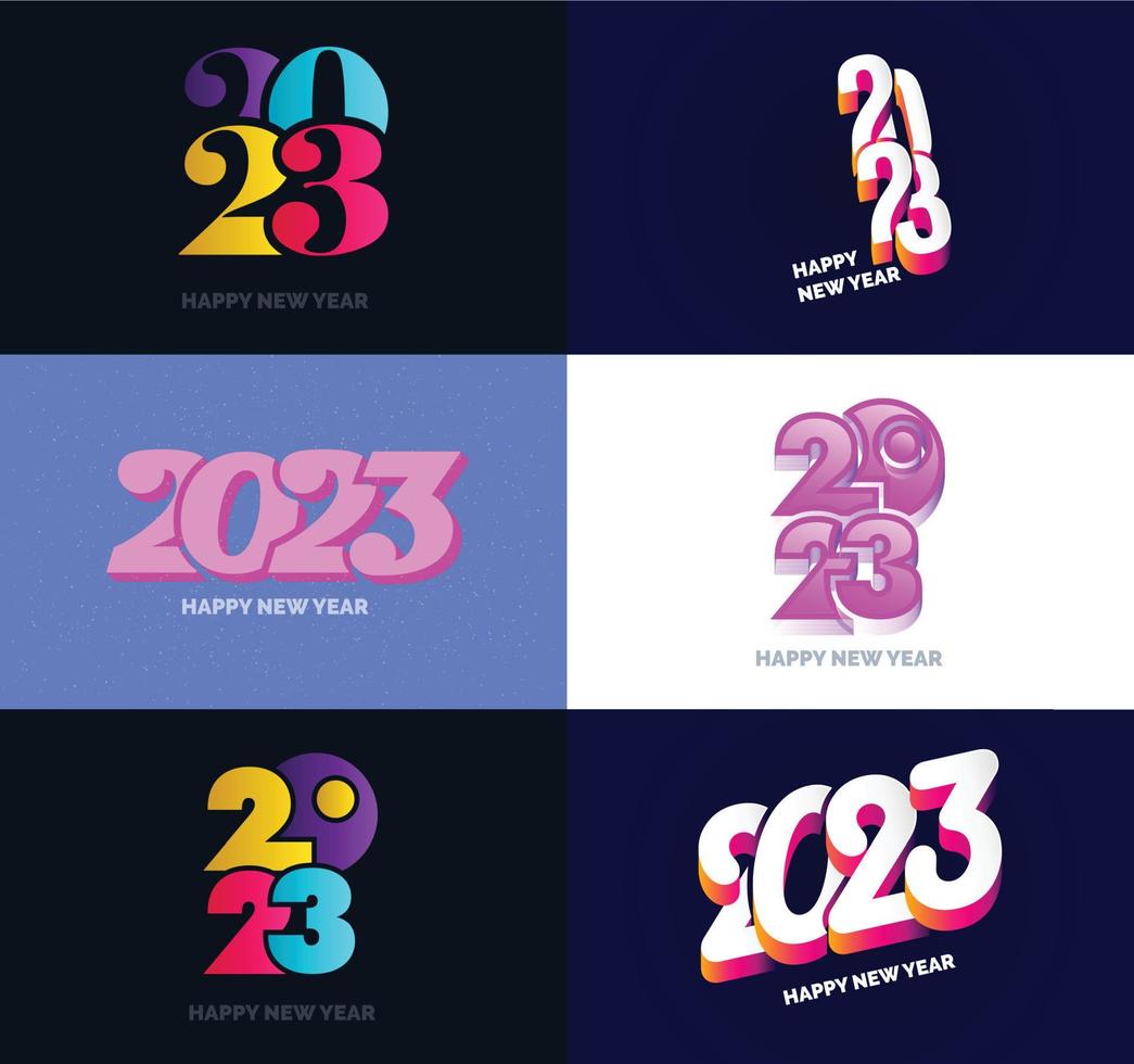 grande conjunto de design de texto de logotipo de feliz ano novo de 2023 modelo de design de número de 2023 vetor