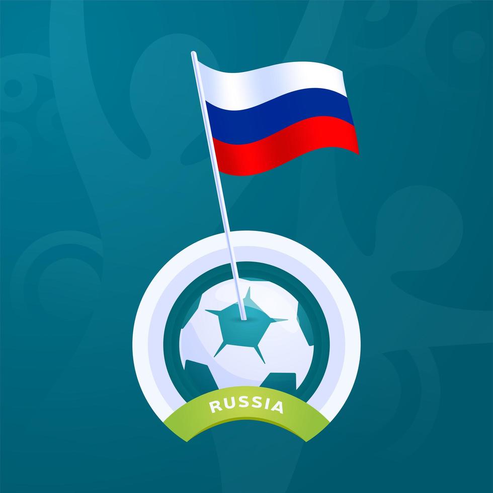 bandeira de vetor da Rússia presa a uma bola de futebol