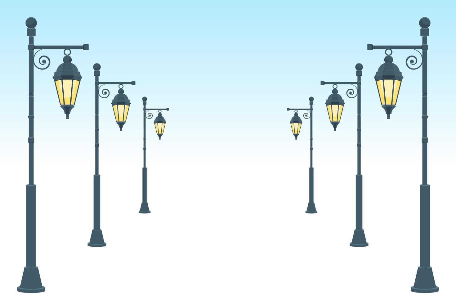 Ilustração em vetor lâmpada de rua vintage isolada no fundo branco