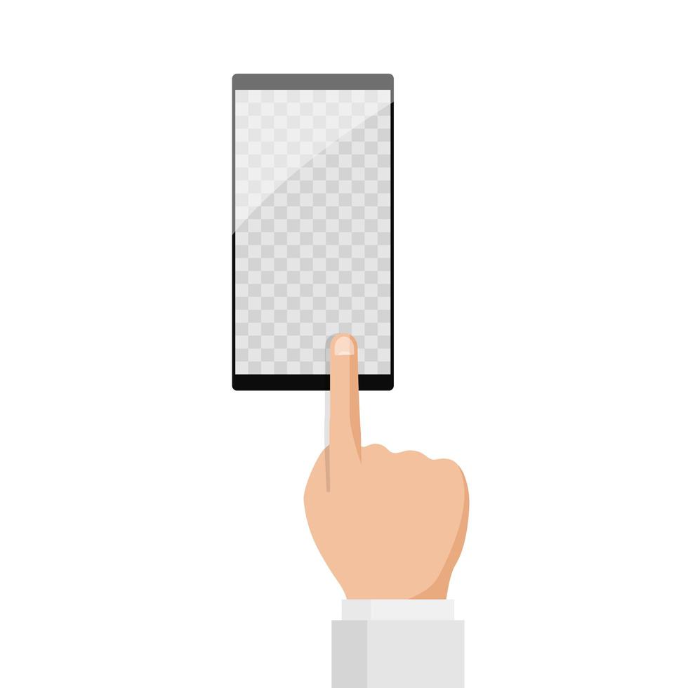 dedo tocando ilustração de smartphone vetor