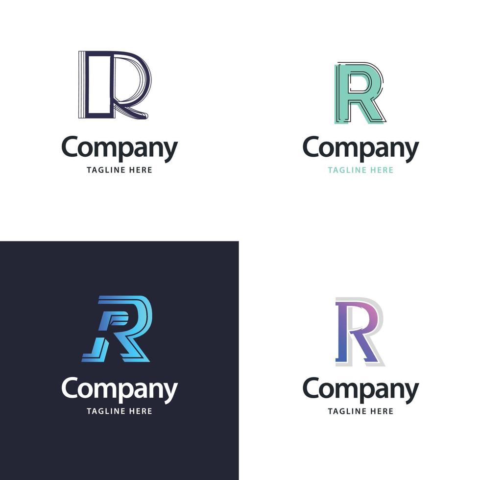 letra r design de pacote de logotipo grande design criativo de logotipos modernos para o seu negócio vetor