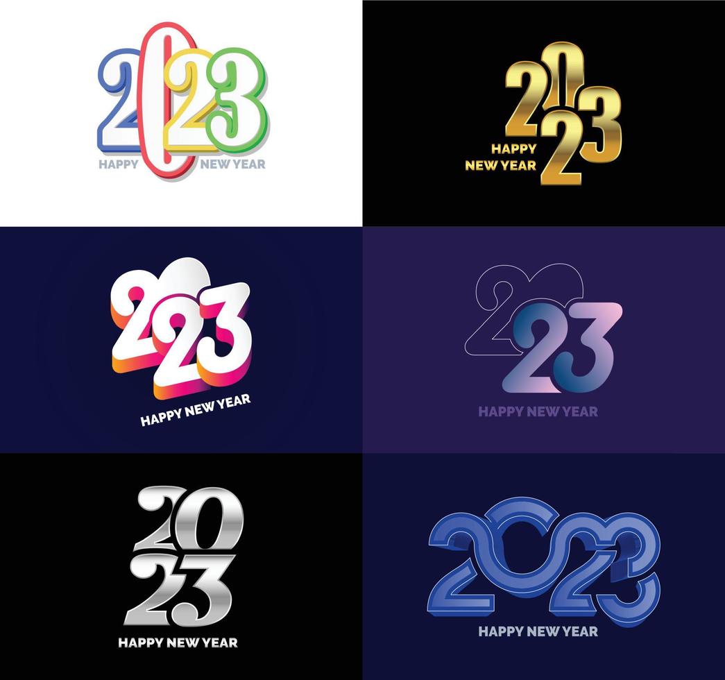 grande conjunto de design de texto de logotipo de feliz ano novo de 2023 modelo de design de número de 2023 vetor