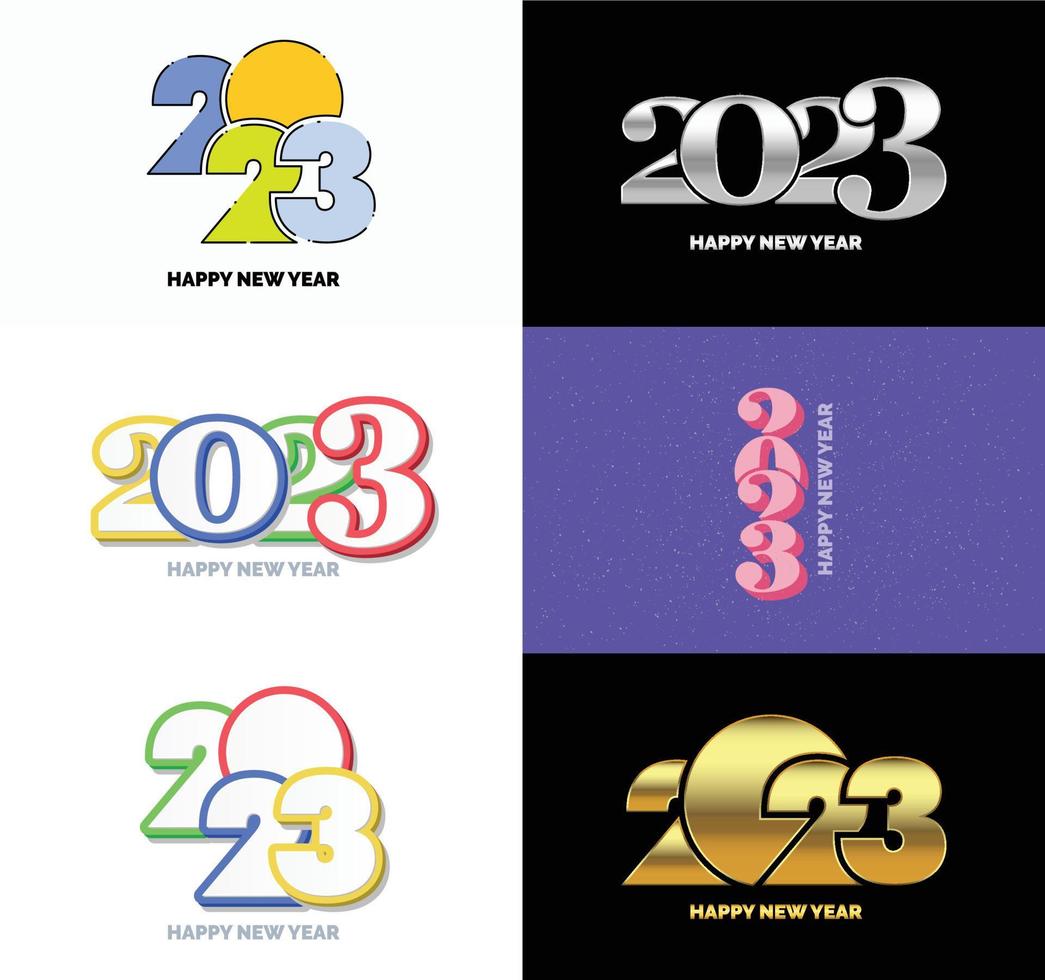 grande conjunto de design de texto de logotipo de feliz ano novo de 2023 modelo de design de número de 2023 vetor