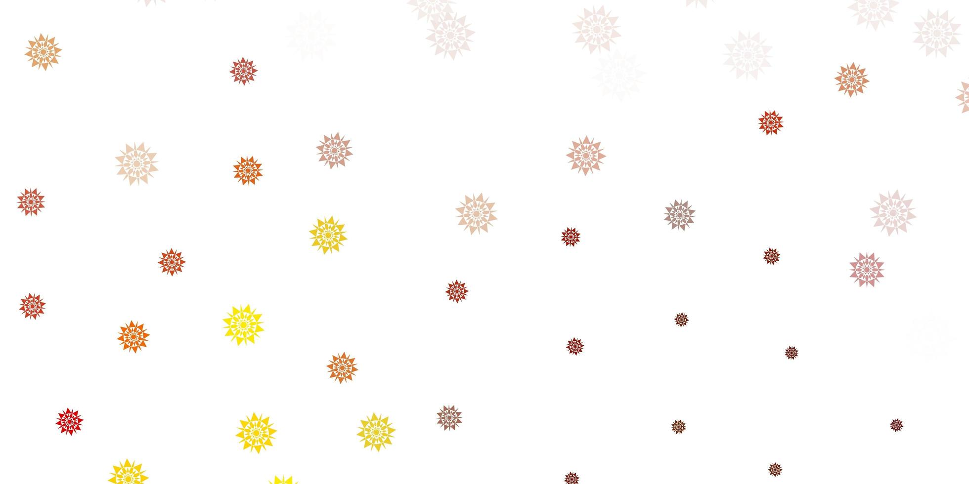 fundo vector amarelo claro com flocos de neve de Natal.