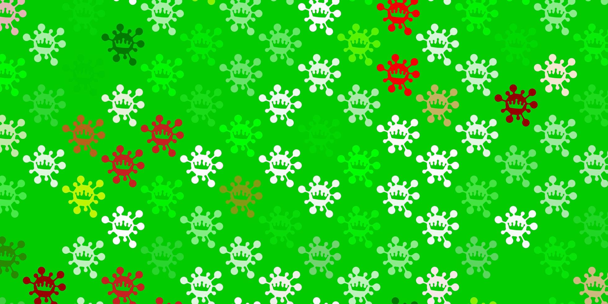 textura de vetor verde claro e vermelho com símbolos de doenças