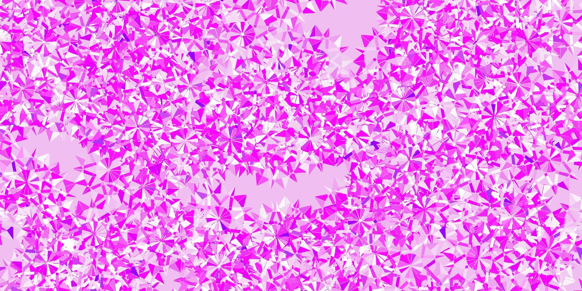 textura vector roxo claro com flocos de neve brilhantes.