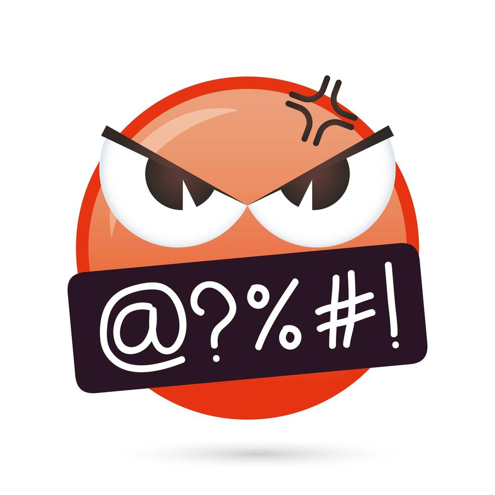 cara de emoji personagem engraçado com raiva vetor