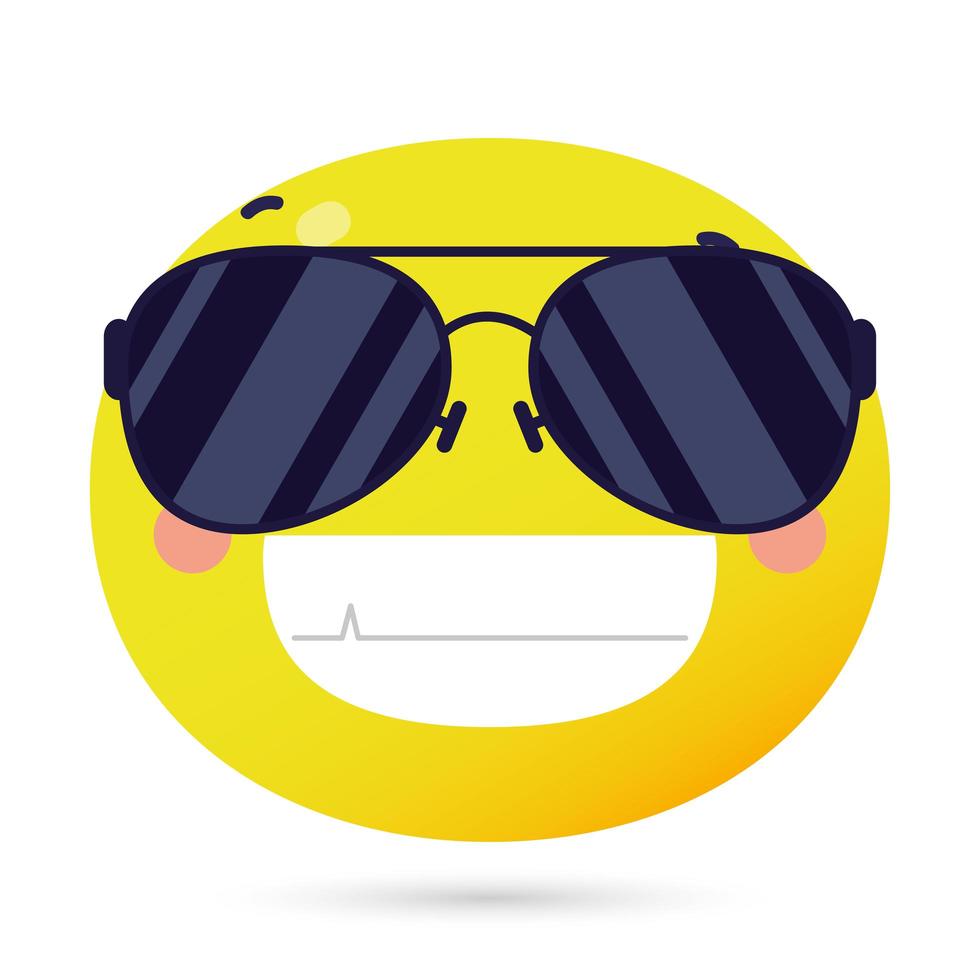 cara de emoji feliz usando óculos escuros vetor