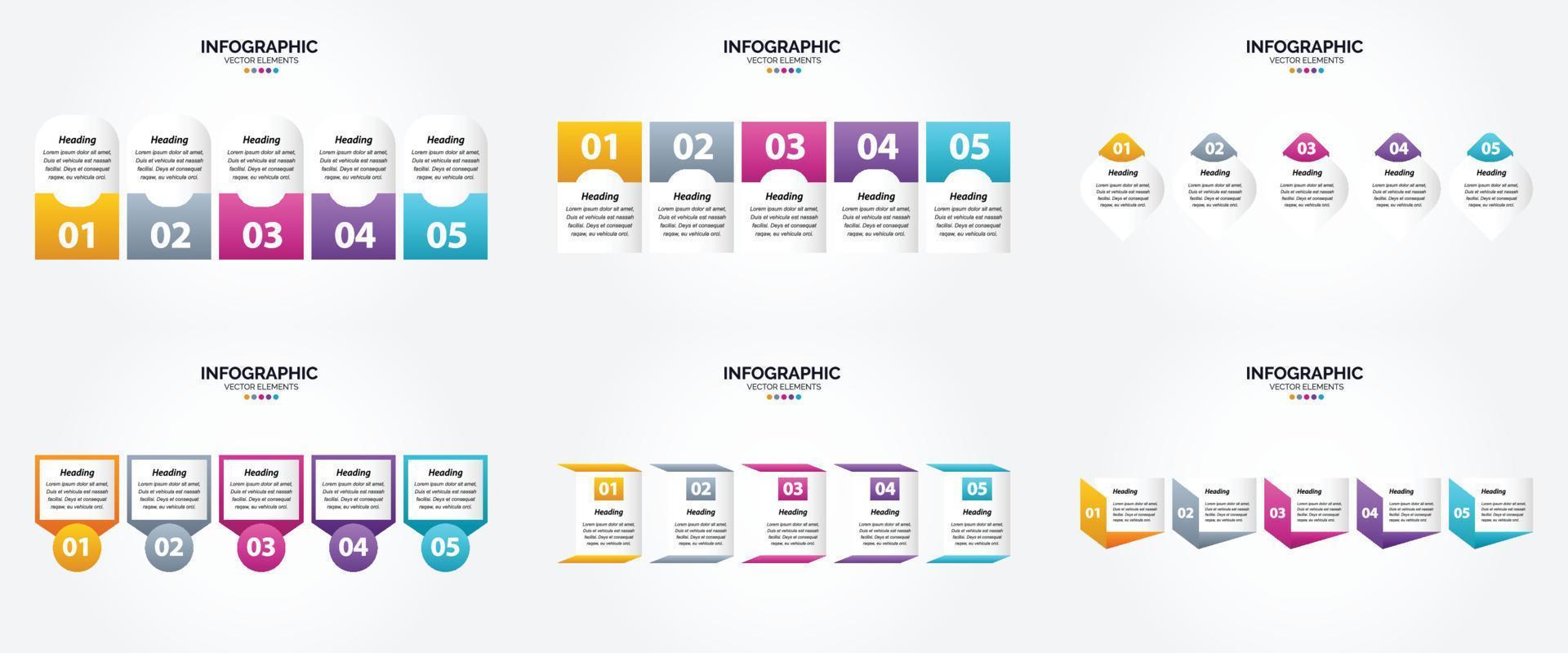 conjunto de design plano de infográficos de ilustração vetorial para folheto publicitário e revista vetor