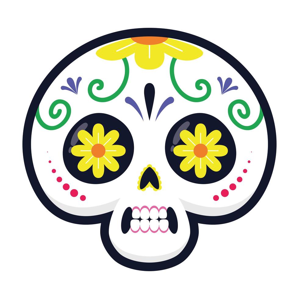 ícone de estilo simples de cabeça de caveira mexicana tradicional vetor