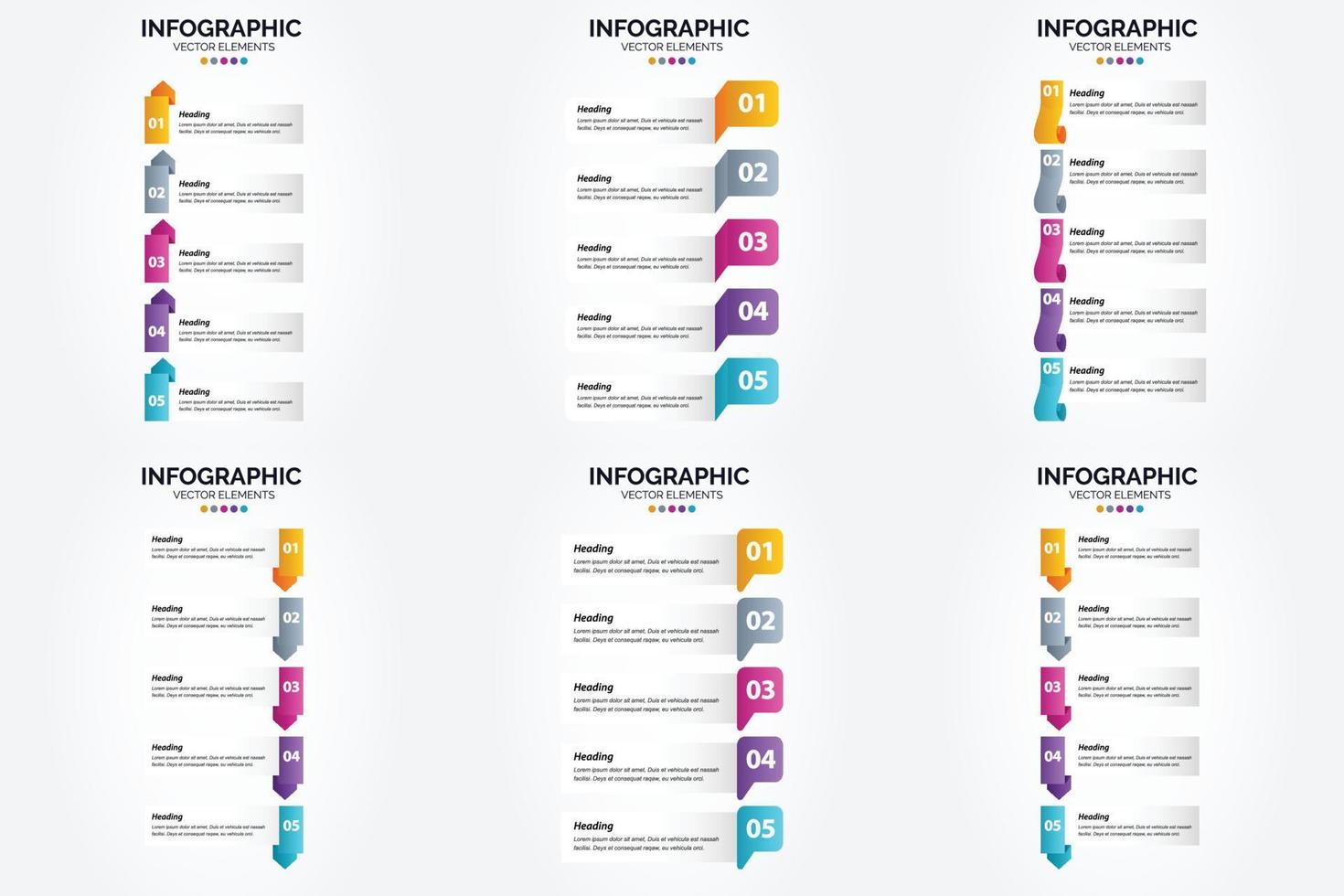 conjunto de design plano de infográficos de ilustração vetorial para folheto publicitário e revista vetor