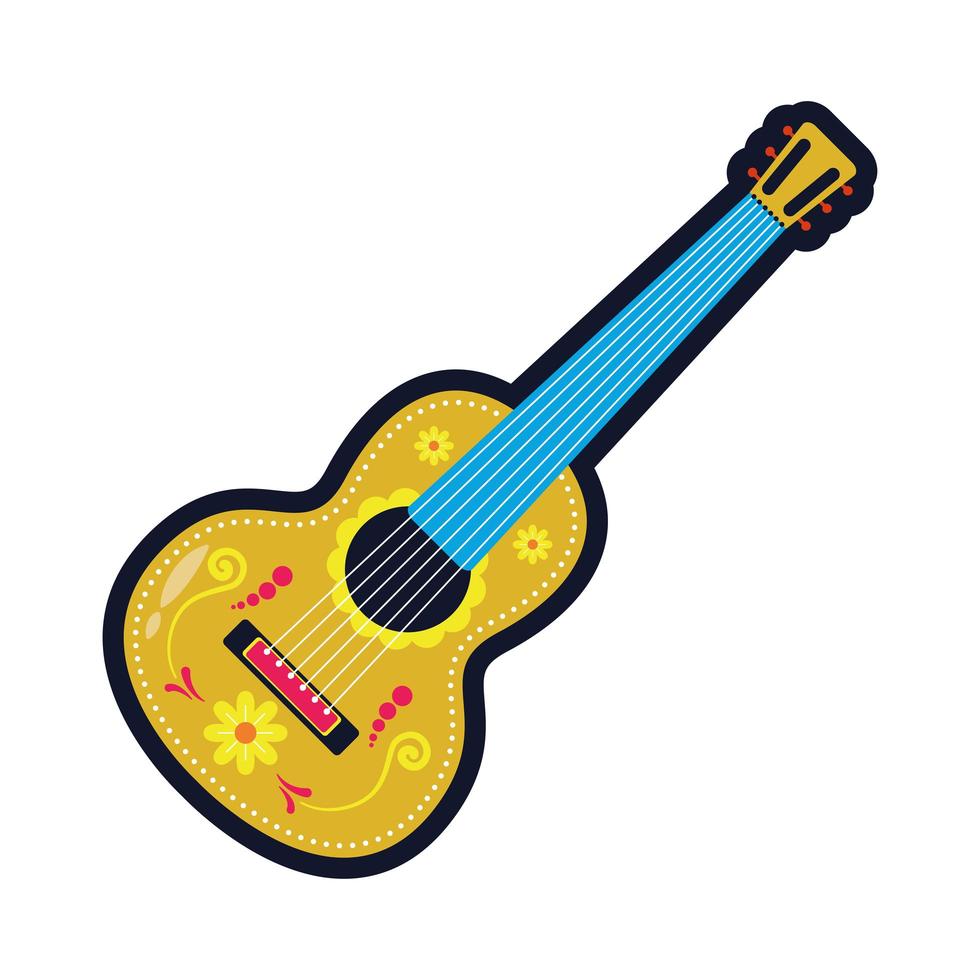 guitarra mexicana tradicional instrumento estilo simples ícone ilustração vetorial design vetor